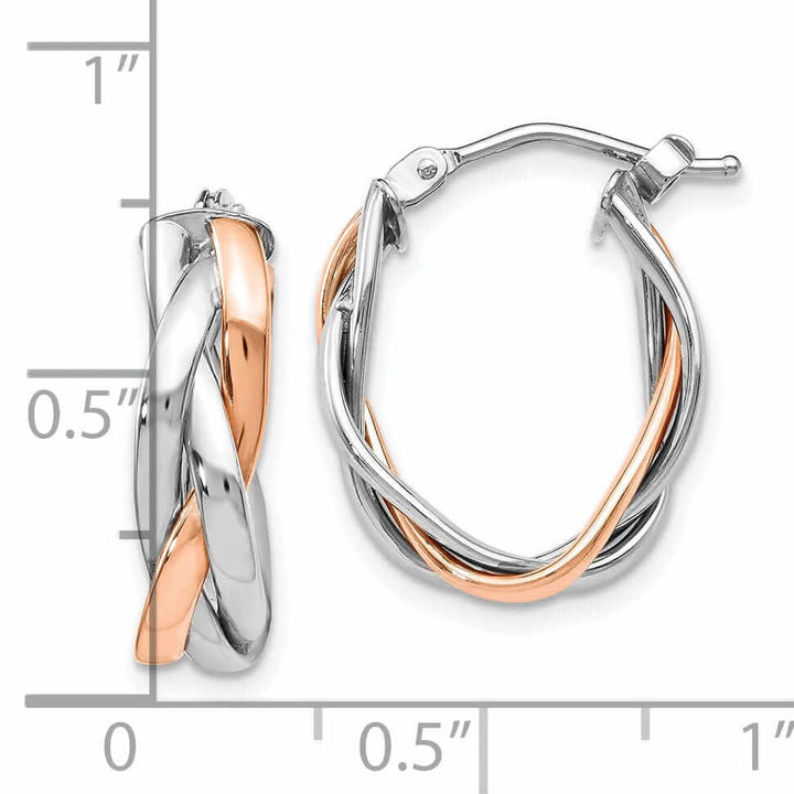 10kt White Gold Rose Rhodium Hoop Earrings