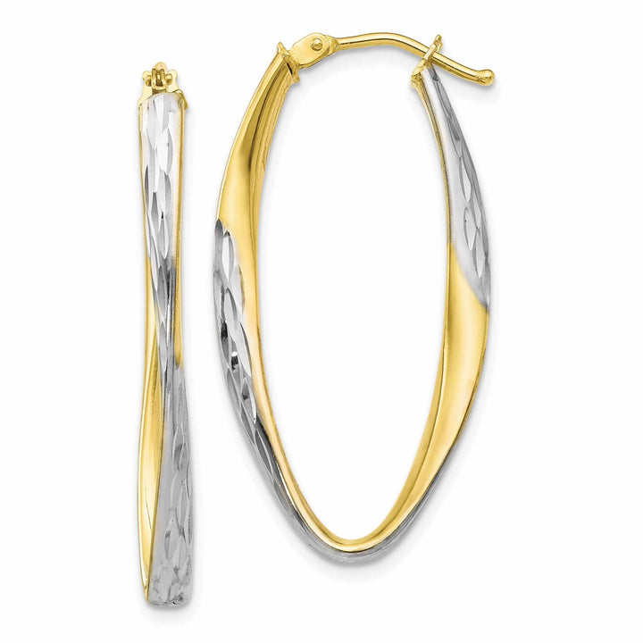 10kt Yellow Gold White Rhodium D.C Hoop Earrings