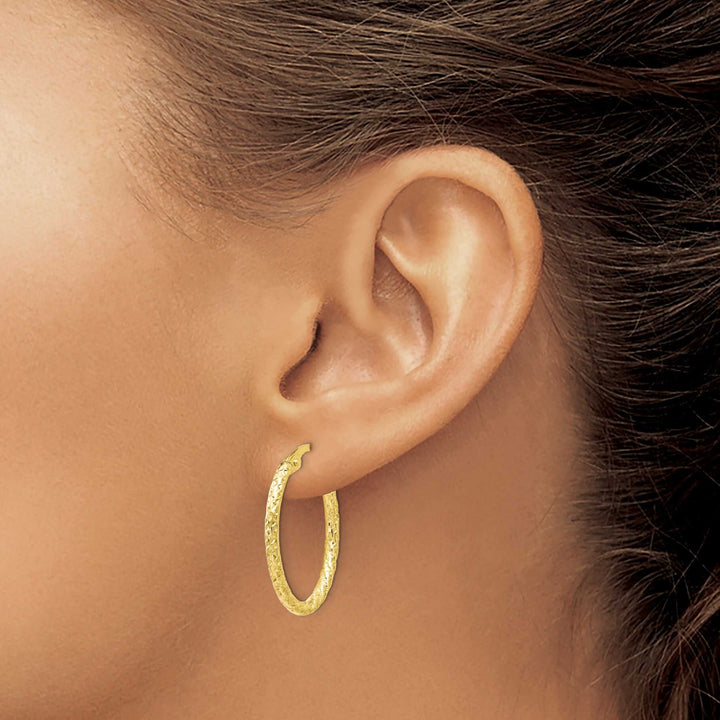 10k Yellow Gold D.C Oval Hoop Earrings