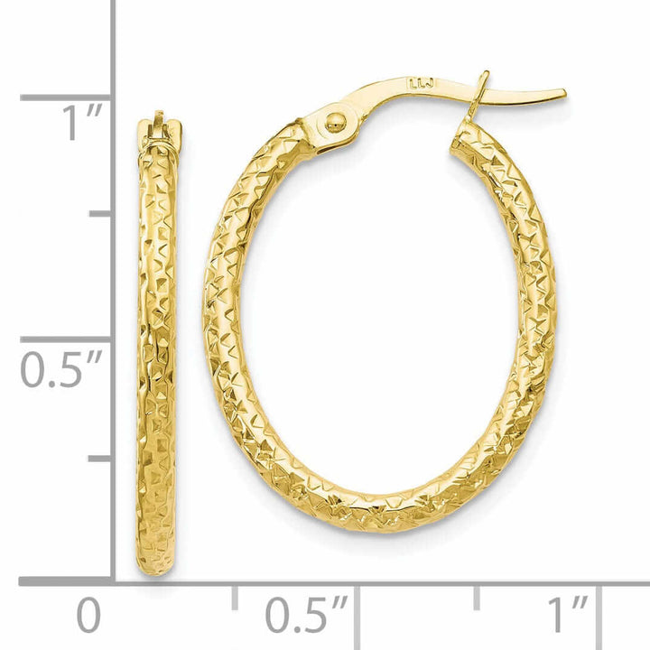 10k Yellow Gold D.C Oval Hoop Earrings