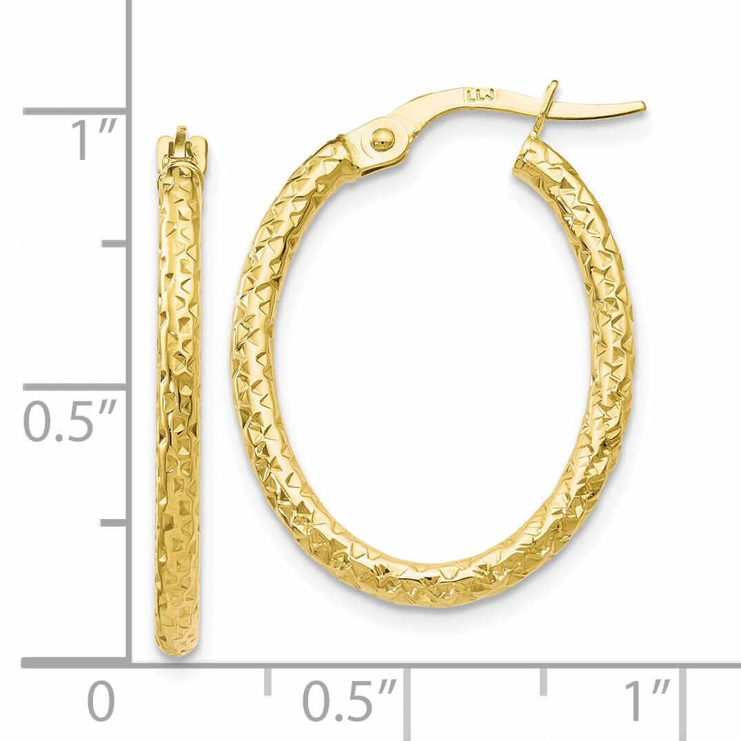 10k Yellow Gold D.C Oval Hoop Earrings