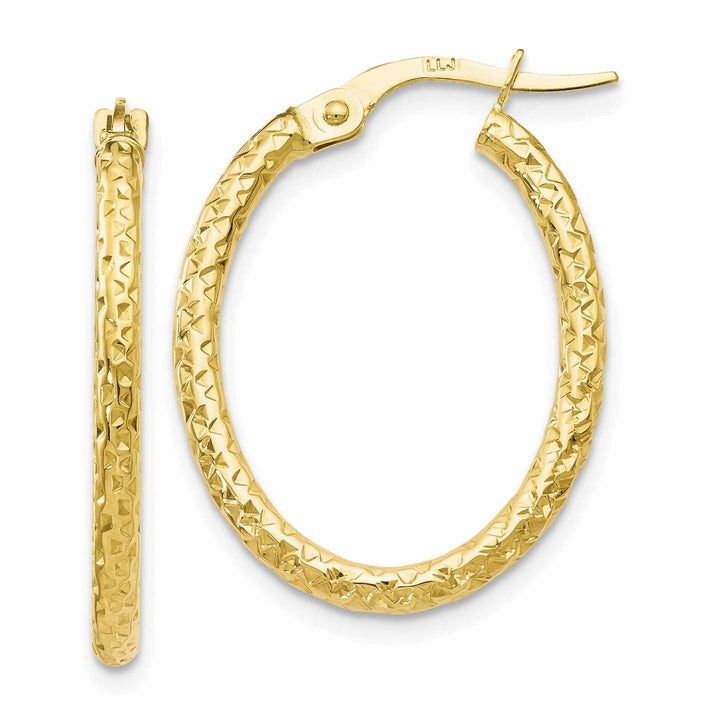 10k Yellow Gold D.C Oval Hoop Earrings