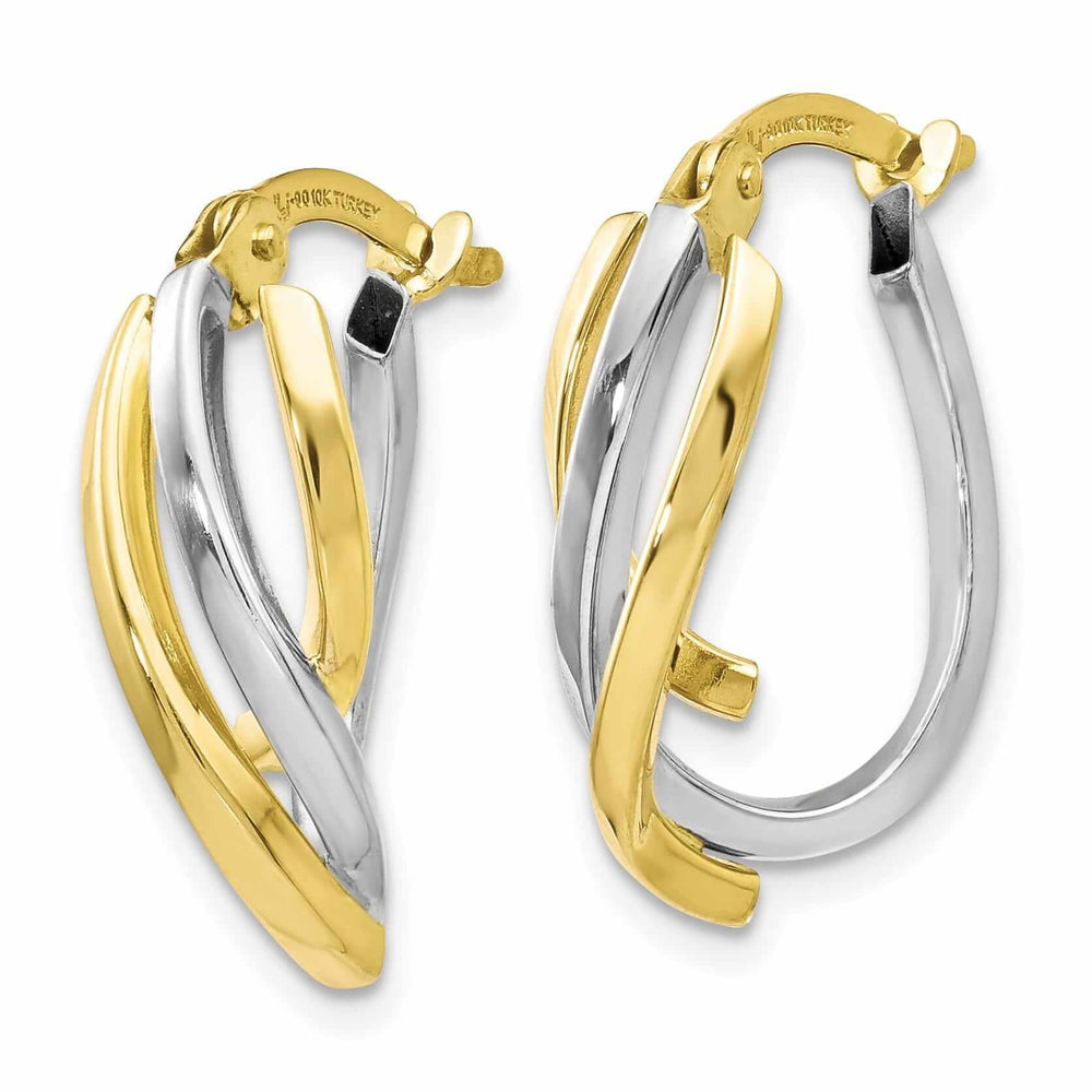 10k Two Tone Gold Twisted Hoop Earrings