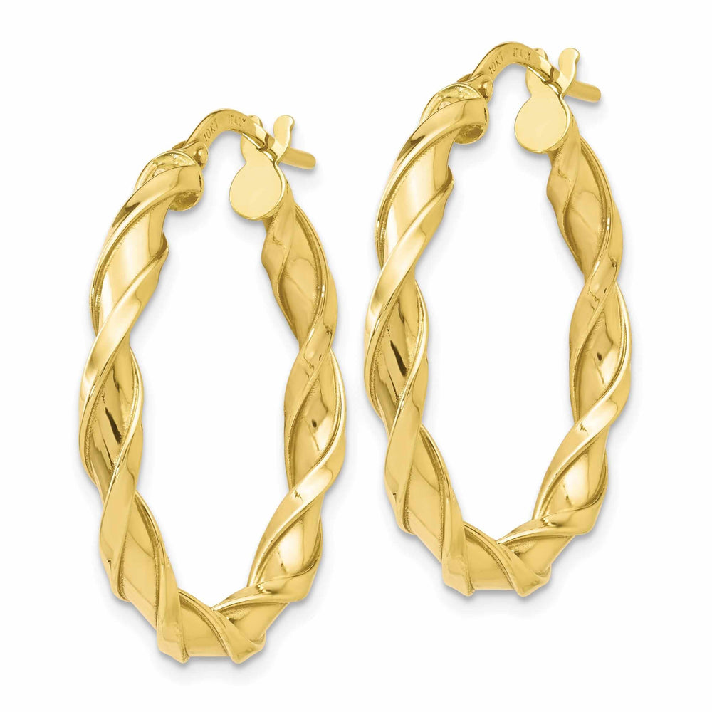 10k Yellow Gold Twisted Hoop Earrings