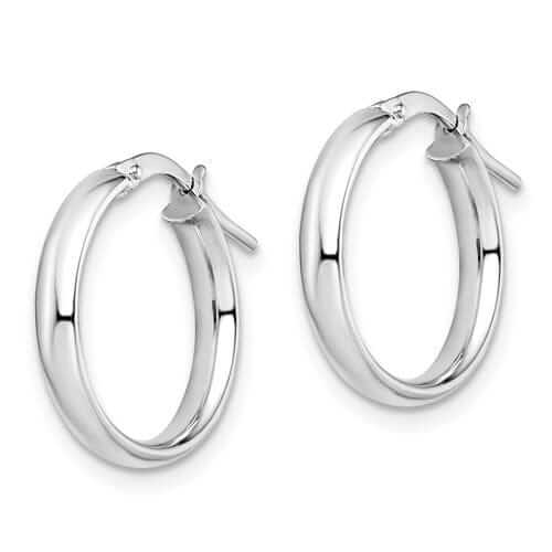 10k White Gold Polished Finish Hoop Earrings