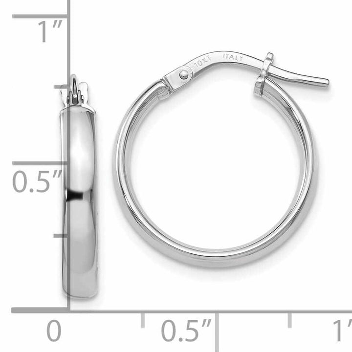 10k White Gold Polished Finish Hoop Earrings