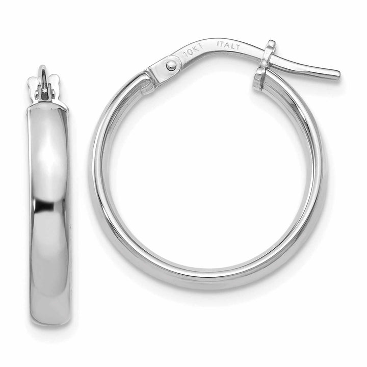 10k White Gold Polished Finish Hoop Earrings