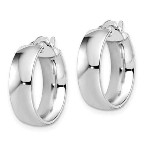 10k White Gold Polished Hoop Earrings