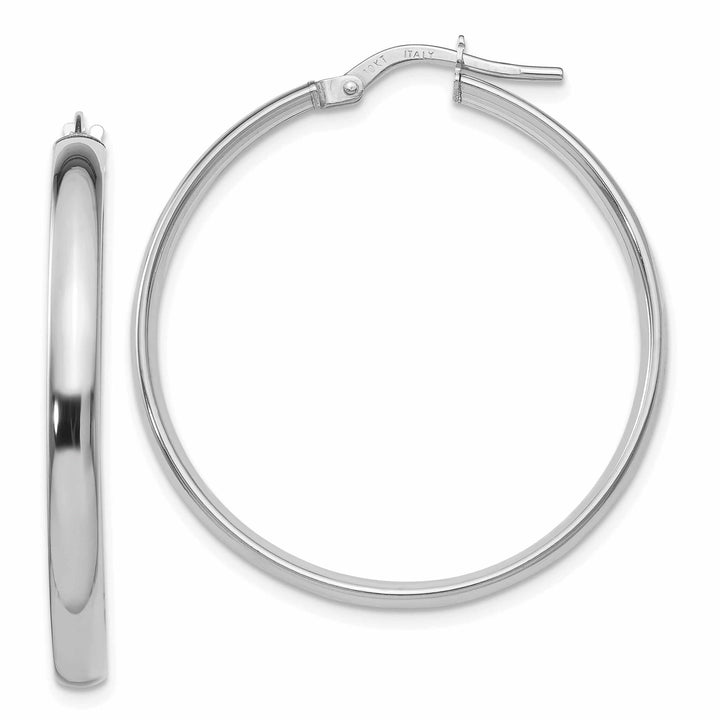 10k White Gold Polished Finish Hoop Earrings