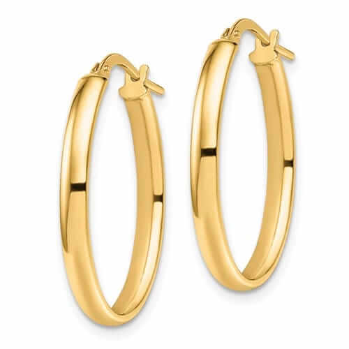 10k Yellow Gold Oval Hoop Earrings