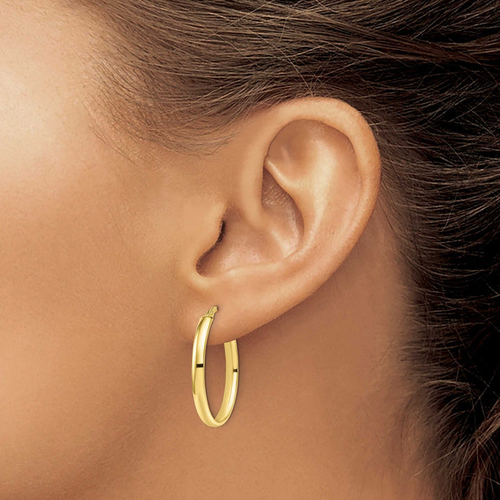 10k Yellow Gold Oval Hoop Earrings