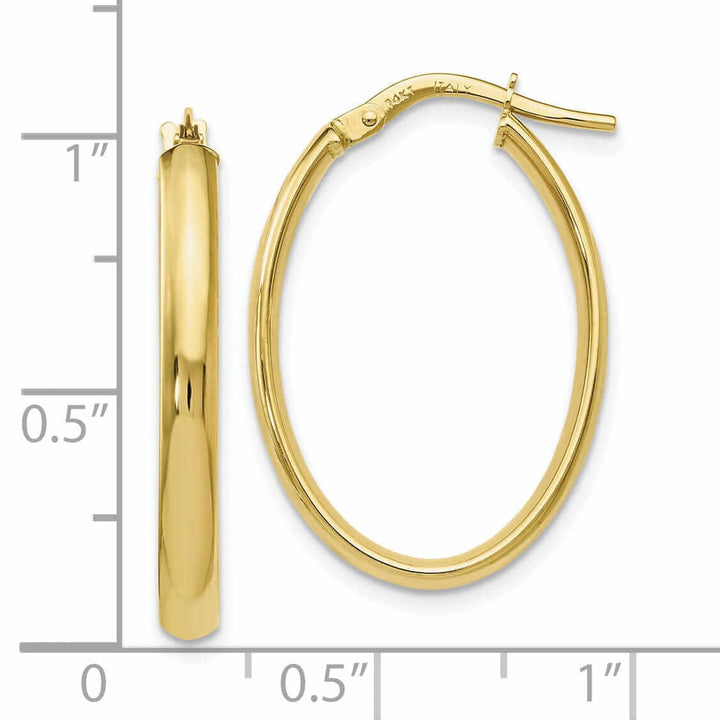 10k Yellow Gold Oval Hoop Earrings