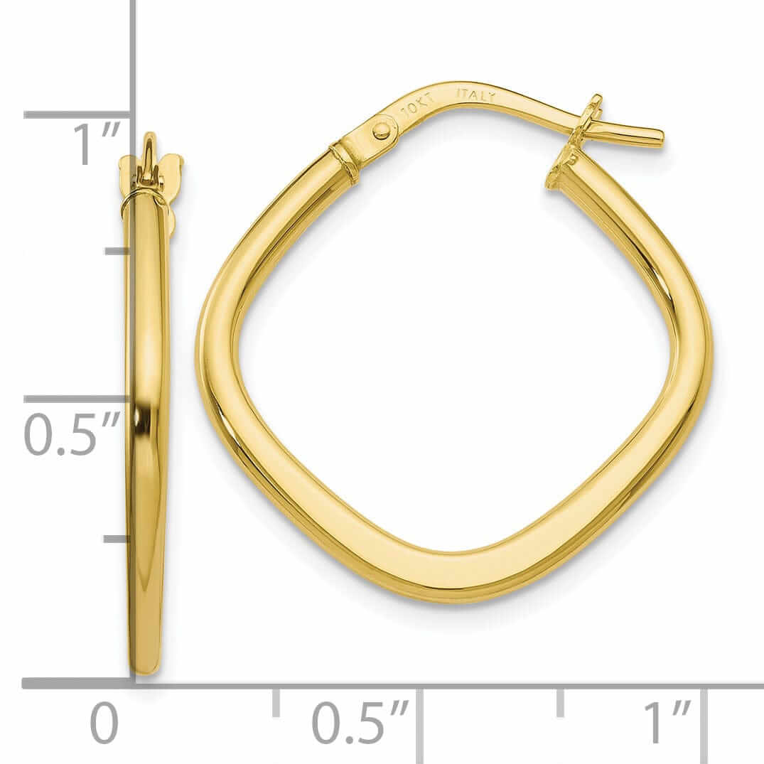 10k Yellow Gold Square Hoop Earrings