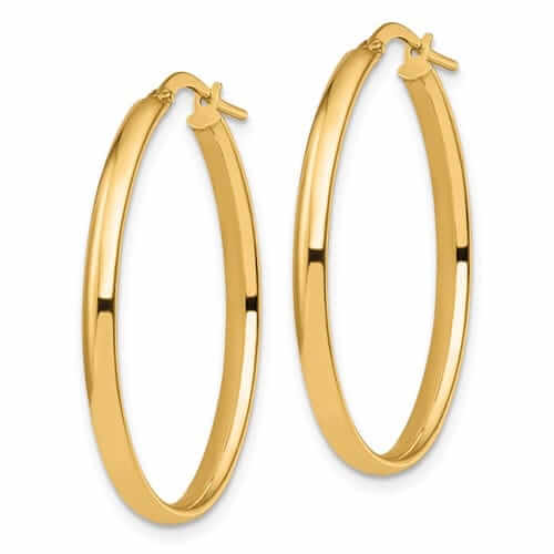 10k Yellow Gold Oval Hoop Earrings