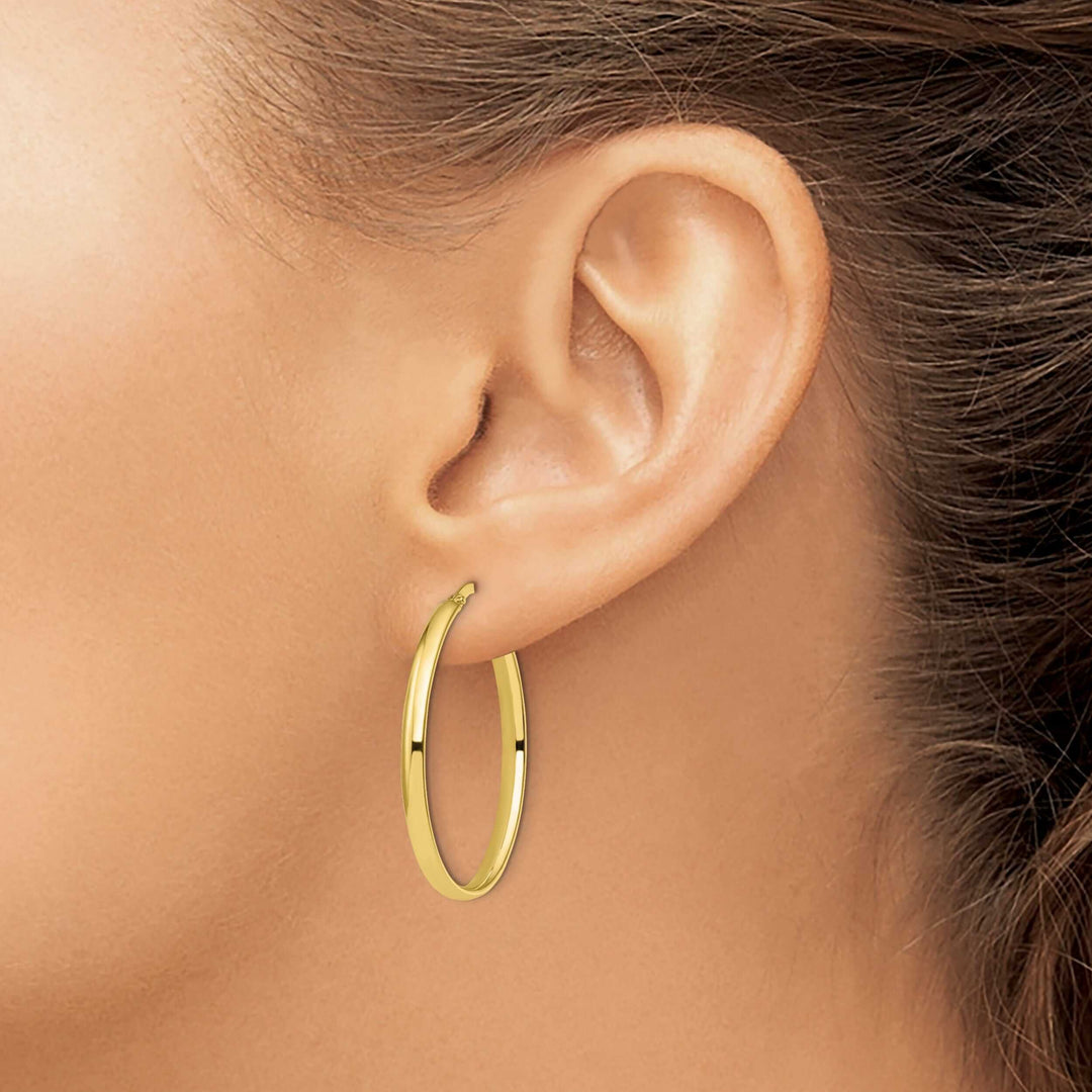 10k Yellow Gold Oval Hoop Earrings