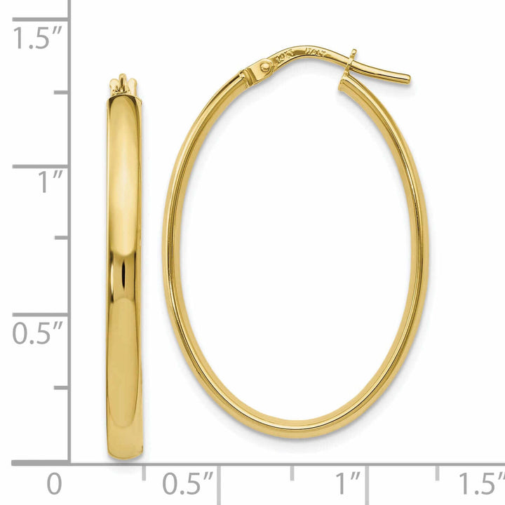 10k Yellow Gold Oval Hoop Earrings