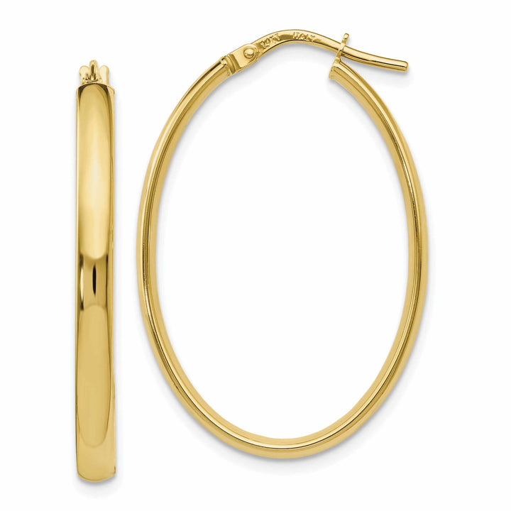 10k Yellow Gold Oval Hoop Earrings