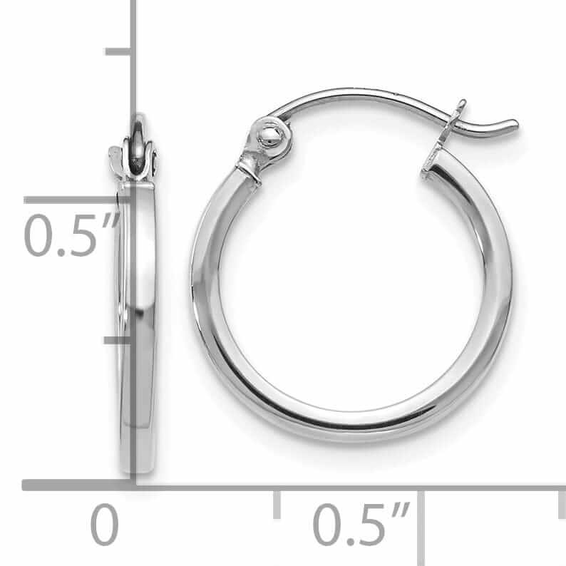 10K White Gold Polished Hoop Earrings