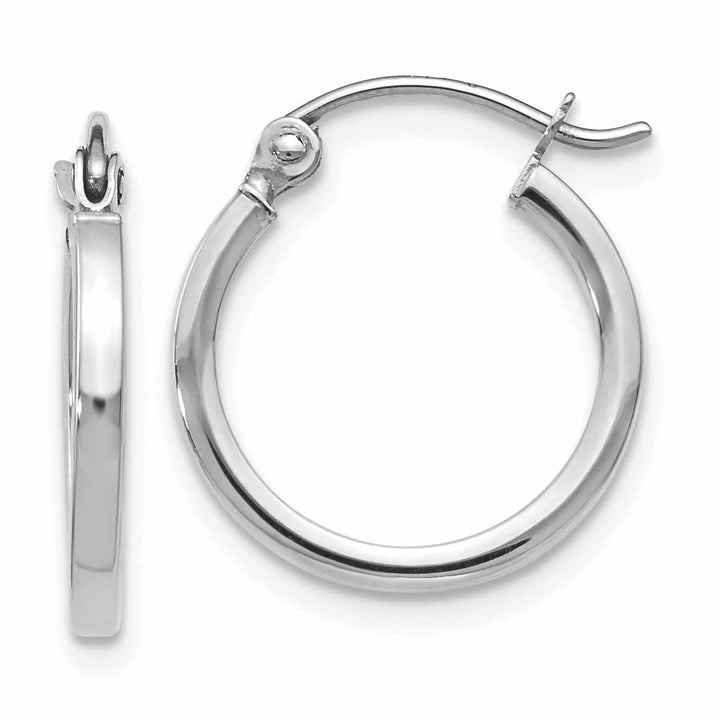 10K White Gold Polished Hoop Earrings