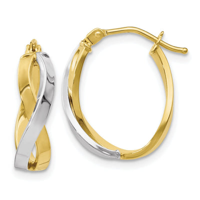 Leslies 10K Two Tone Gold Twisted Hoop Earrings at $ 131.53 only from Jewelryshopping.com