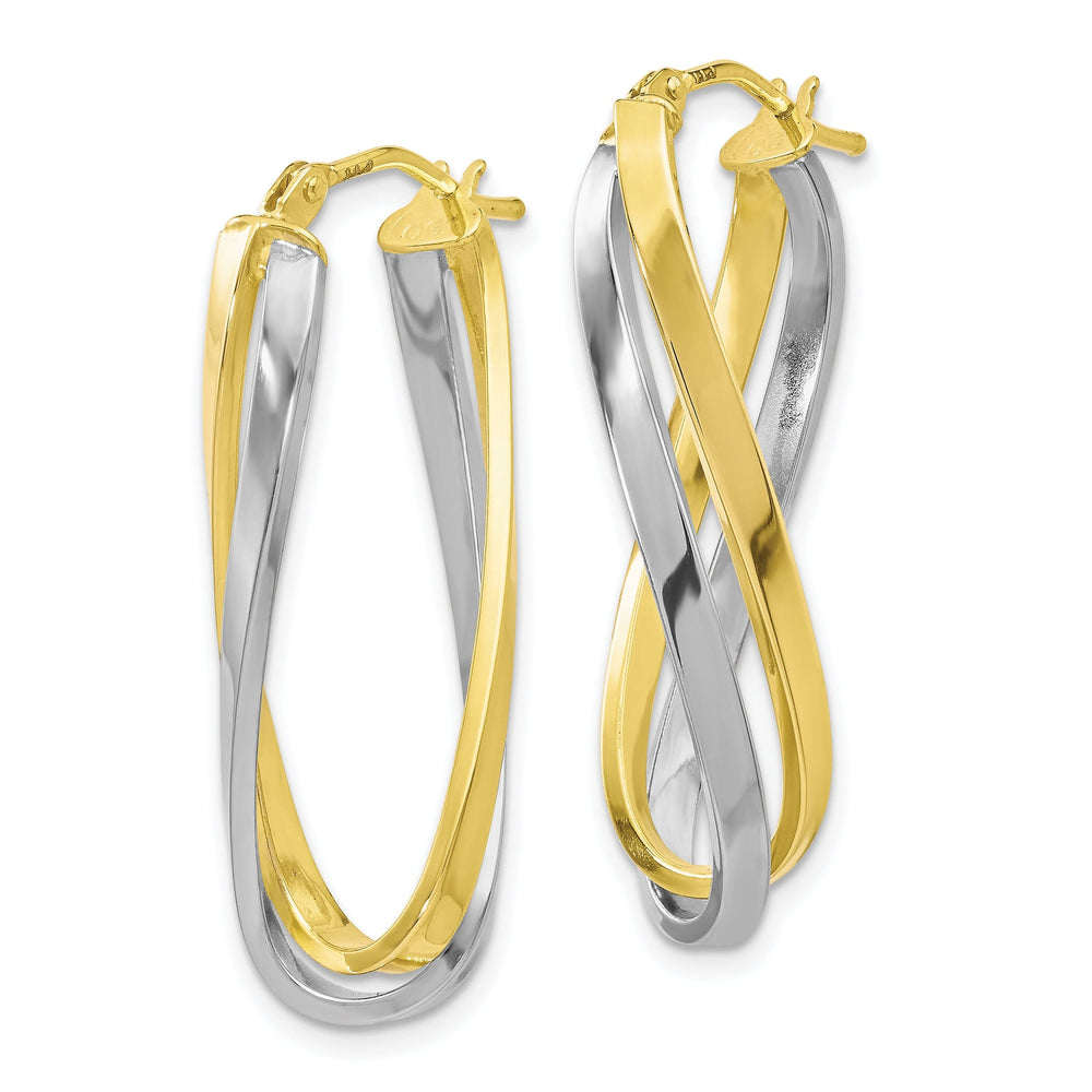 Leslies 10K Two Tone Gold Twisted Hoop Earrings