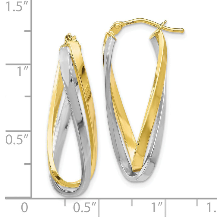 Leslies 10K Two Tone Gold Twisted Hoop Earrings