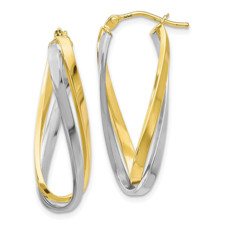 Leslies 10K Two Tone Gold Twisted Hoop Earrings