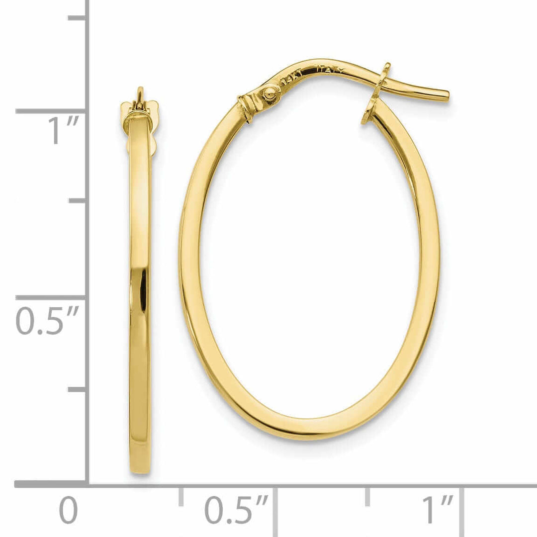 10k Yellow Gold Polished Oval Hoop Earrings