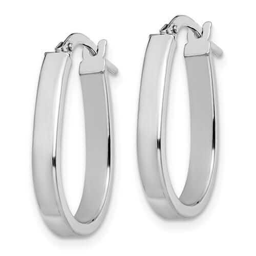 10K White Gold Polished Finish U-Shape Hoop Earrings