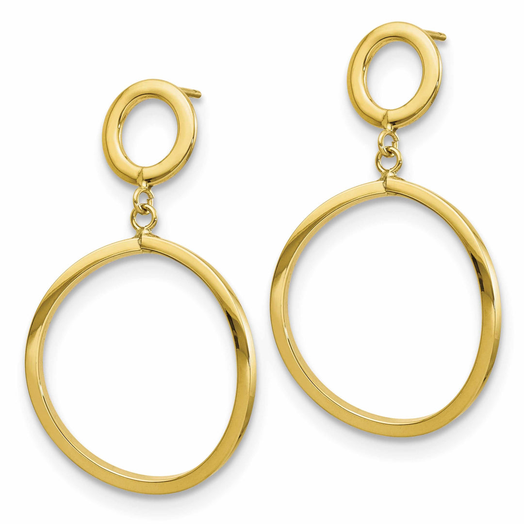 10k Yellow Gold Round Dangle Post Earrings