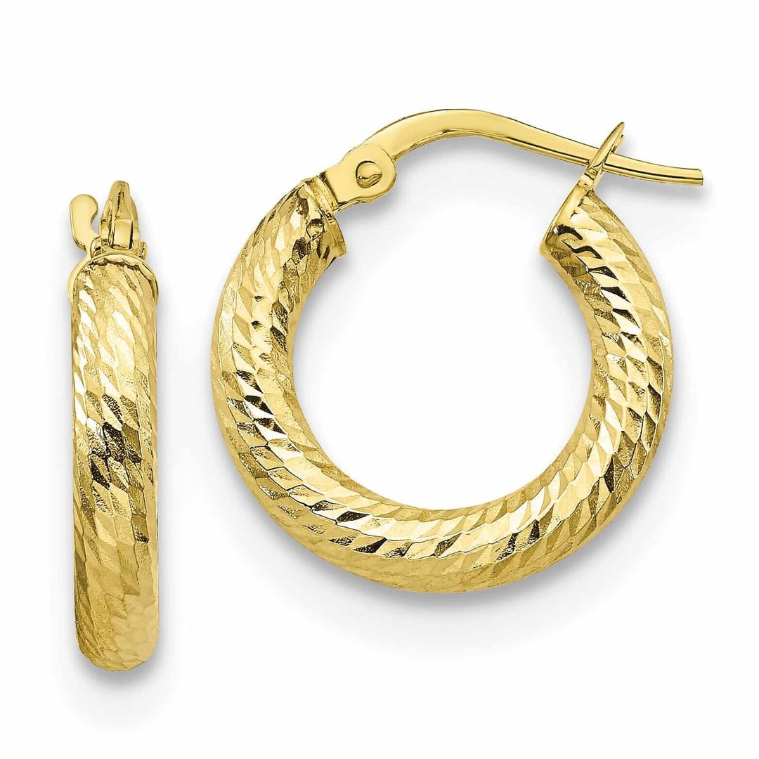 10k Yellow Gold Round D.C Hoop Earrings