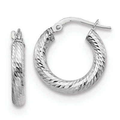 10k 3x10 White Gold Round Hoop Earrings at $ 106.25 only from Jewelryshopping.com