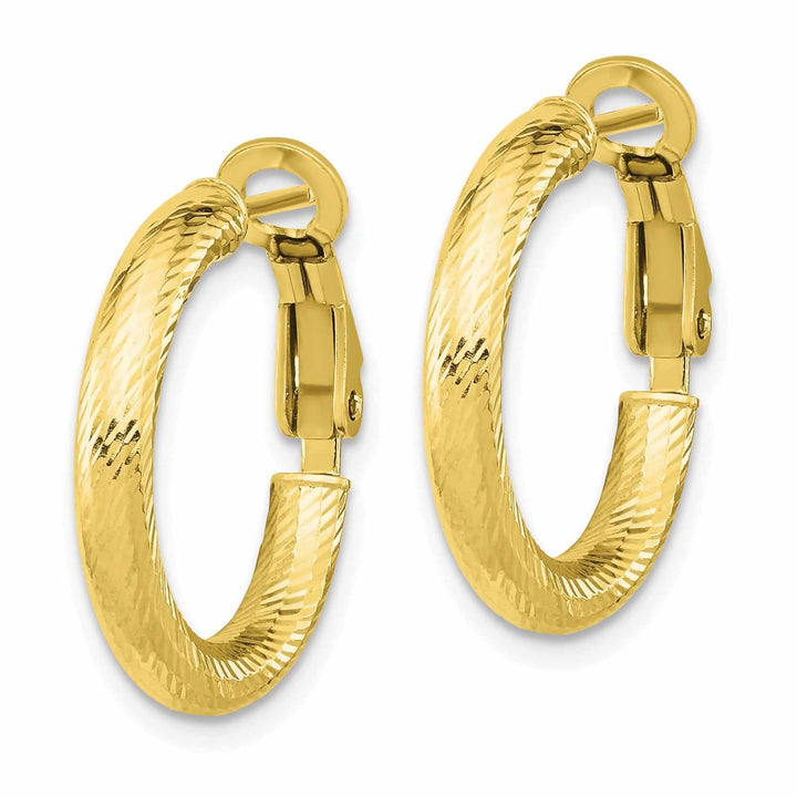 10k Yellow Gold Round Omega Hoop Earrings