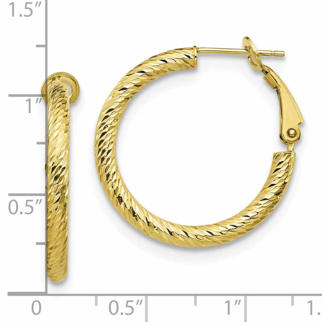 10k Yellow Gold Round Omega Hoop Earrings