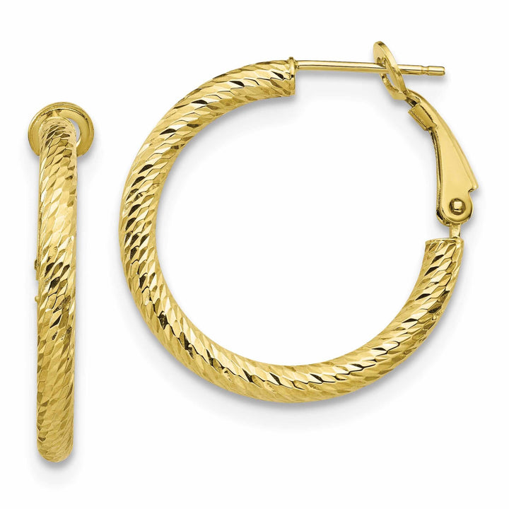 10k Yellow Gold Round Omega Hoop Earrings