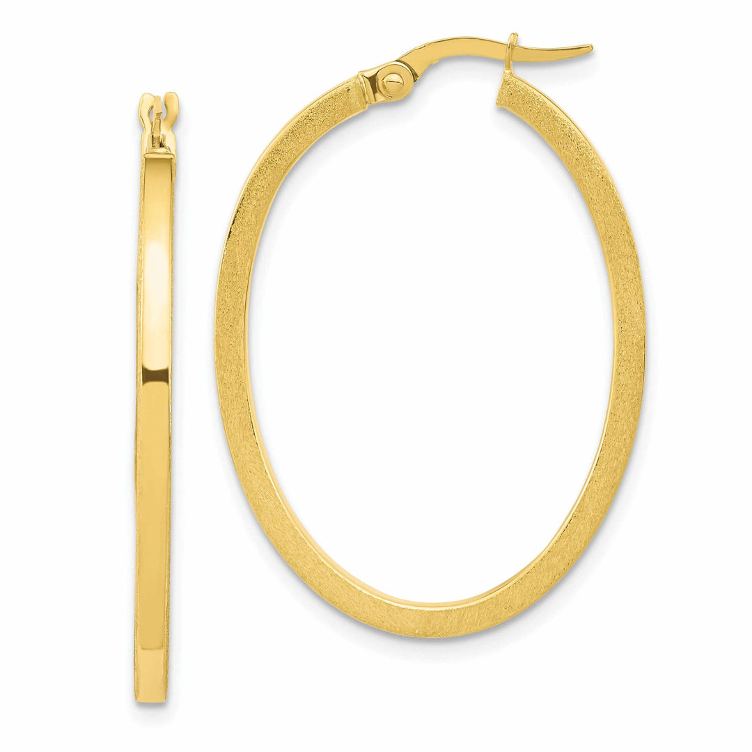 10k Yellow Gold Oval Hoop Earrings