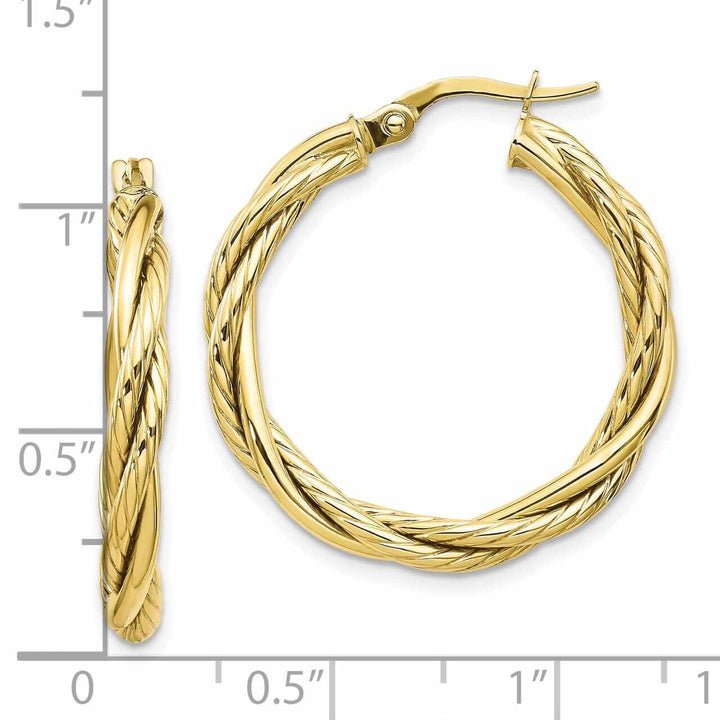 10k Yellow Gold Twisted Hoop Earrings