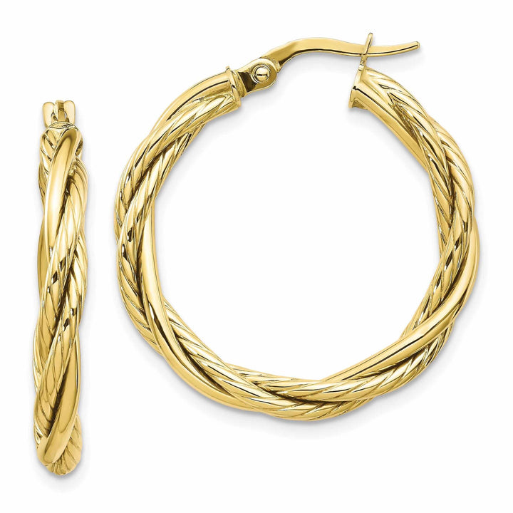 10k Yellow Gold Twisted Hoop Earrings