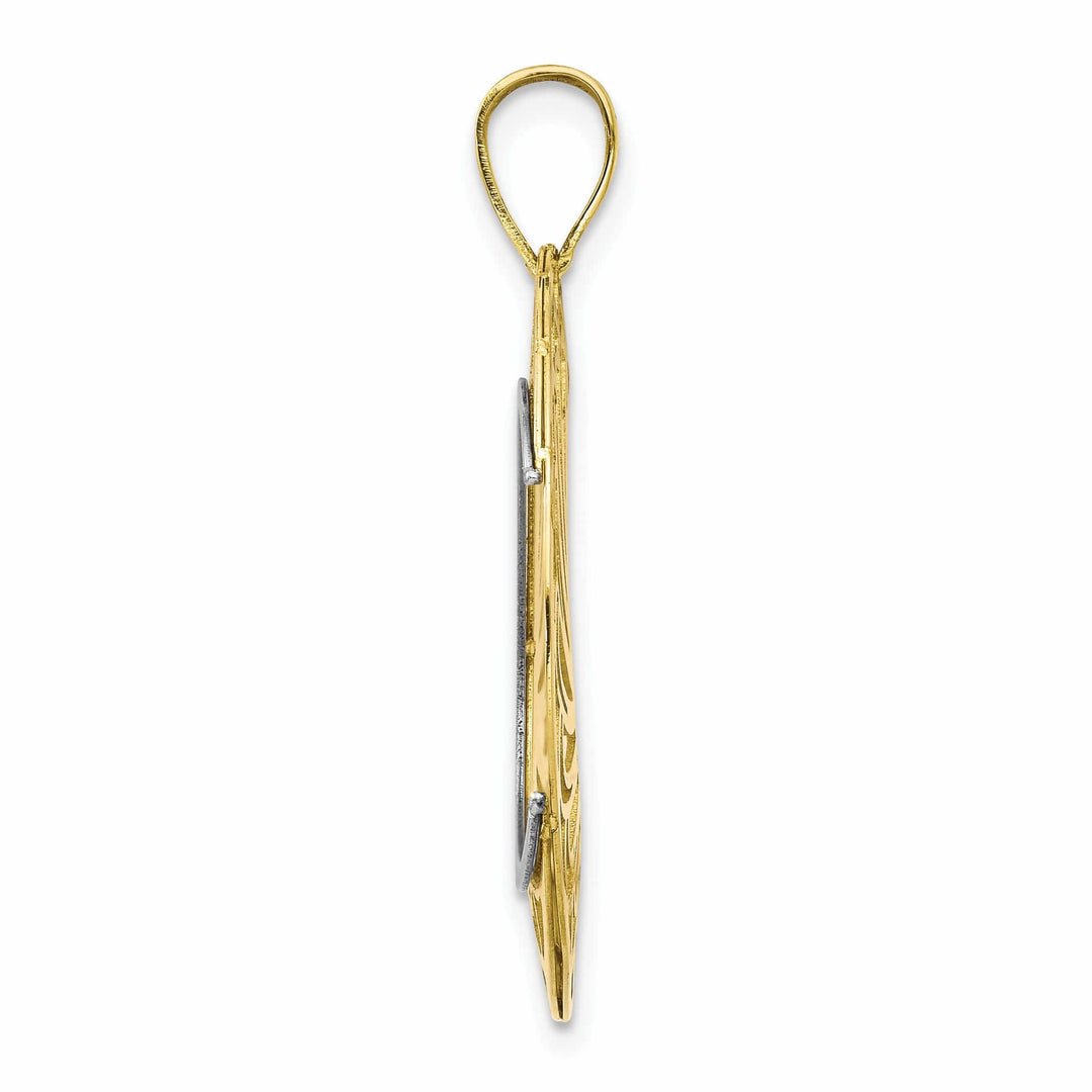 10k Two Tone Gold Polished and Satin Pendant