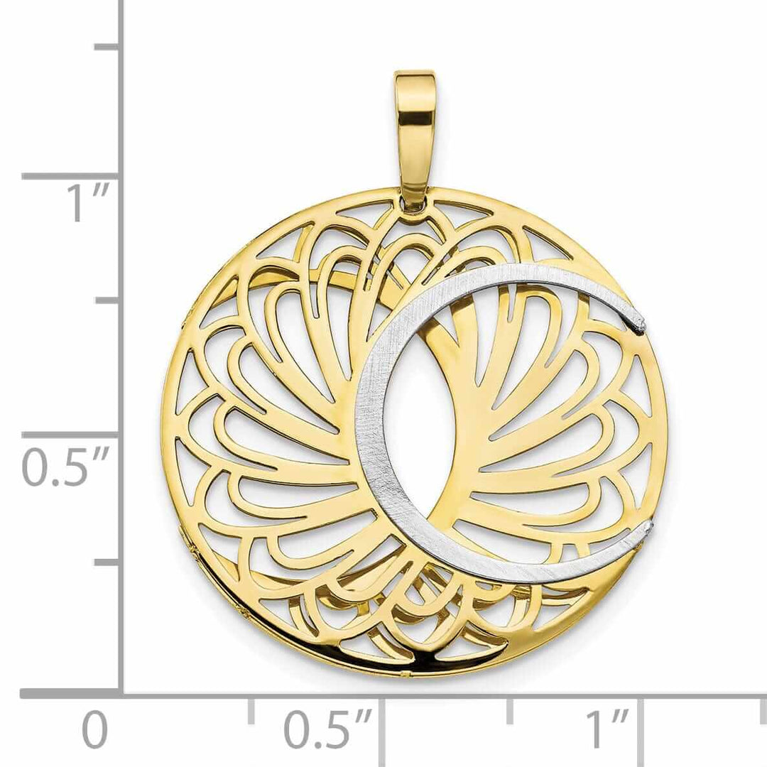 10k Two Tone Gold Polished and Satin Pendant