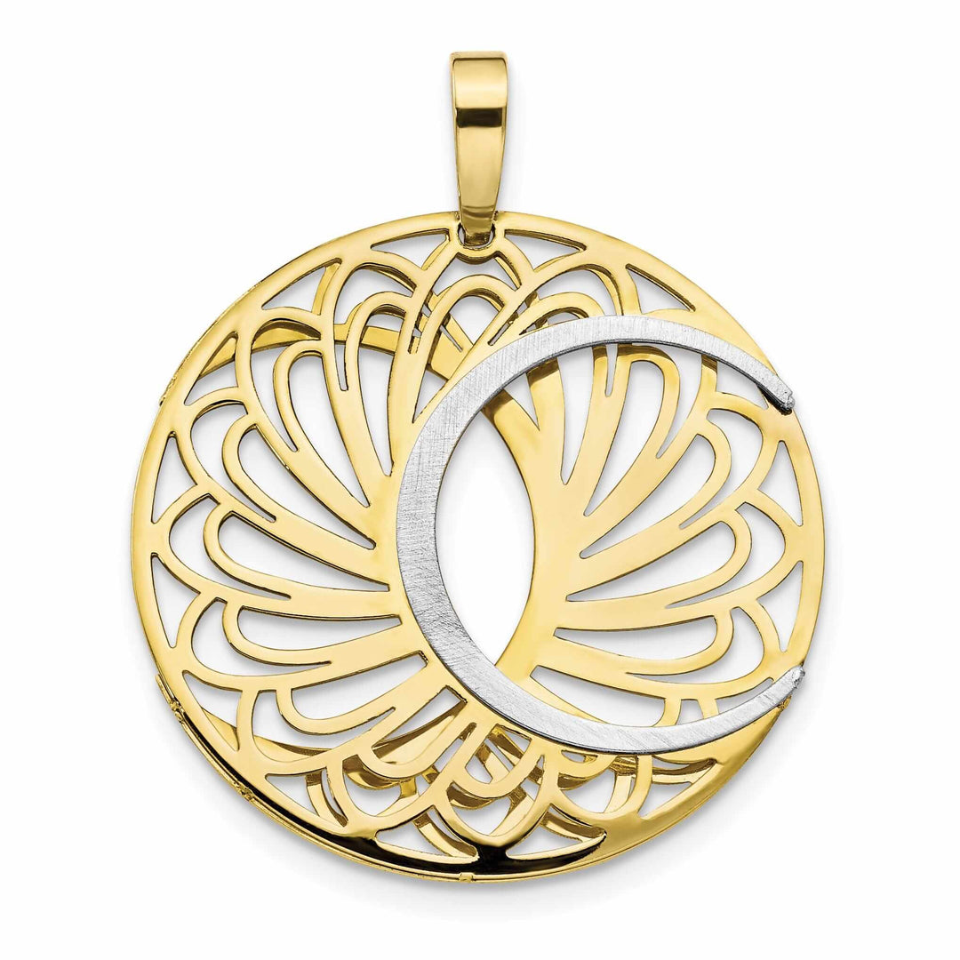 10k Two Tone Gold Polished and Satin Pendant