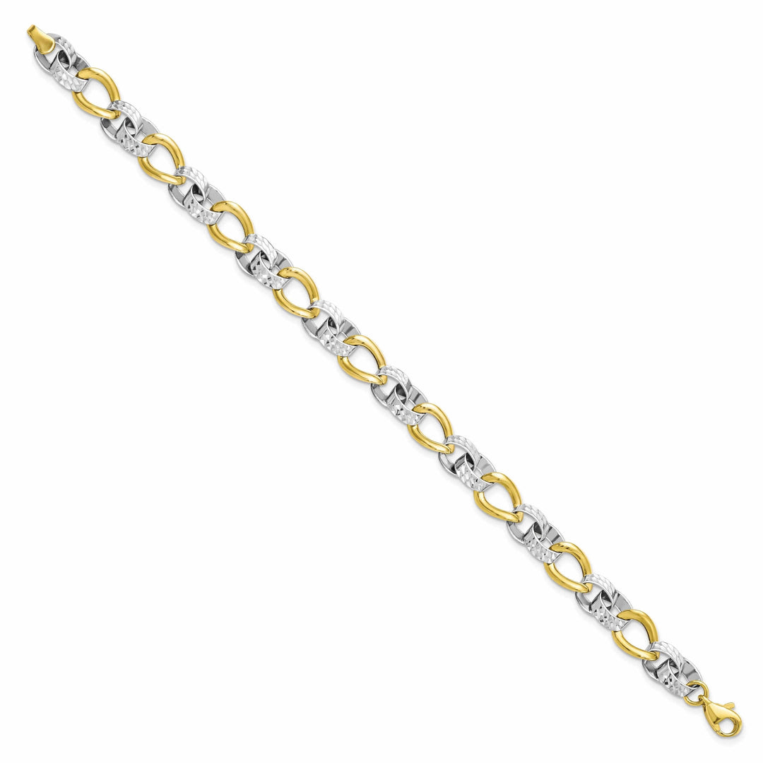 10k Two Tone Gold Polished D.C Link Bracelet