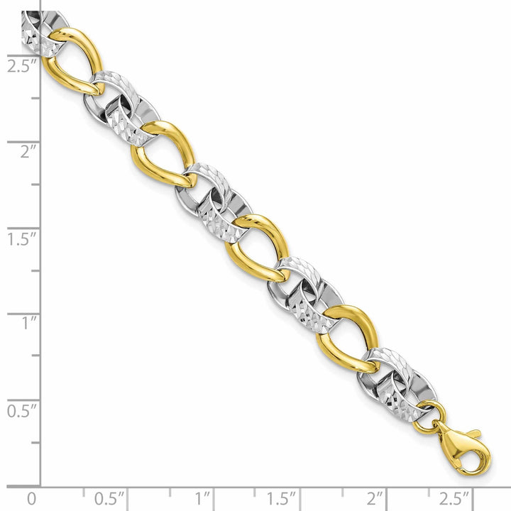 10k Two Tone Gold Polished D.C Link Bracelet