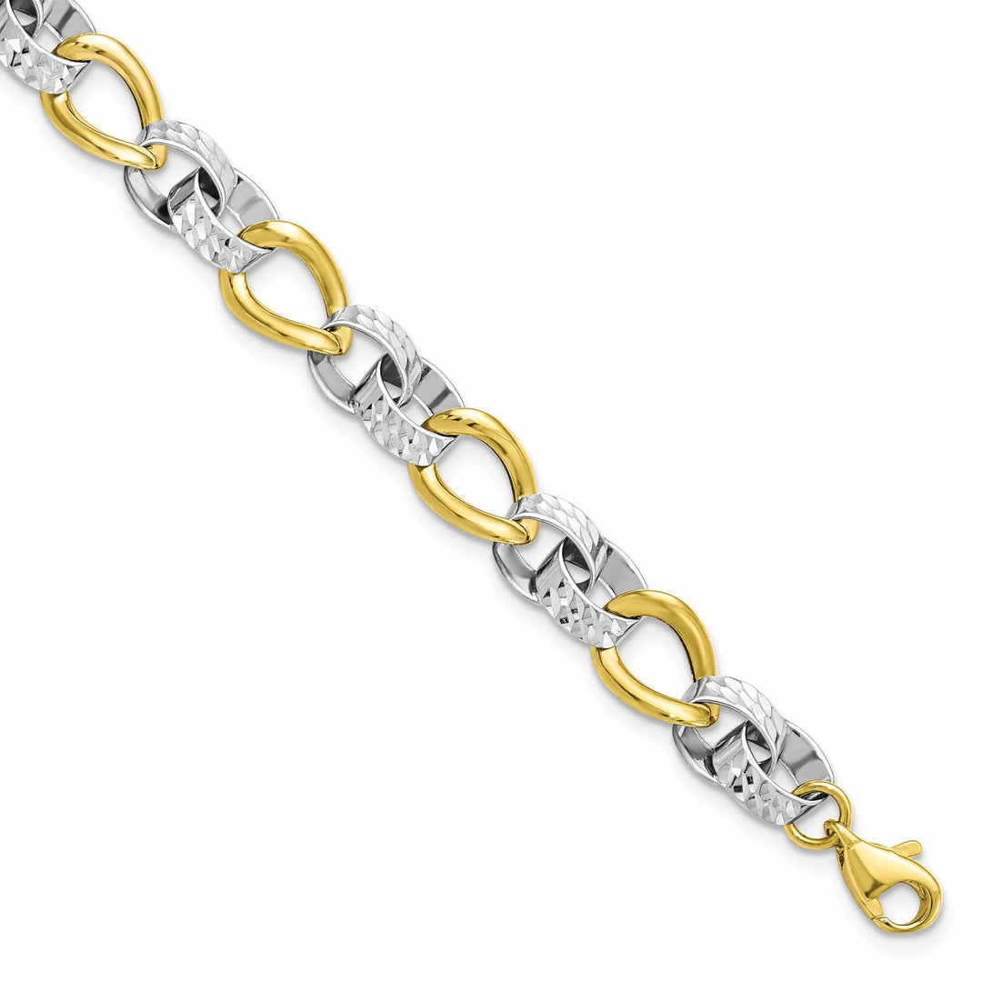 10k Two Tone Gold Polished D.C Link Bracelet