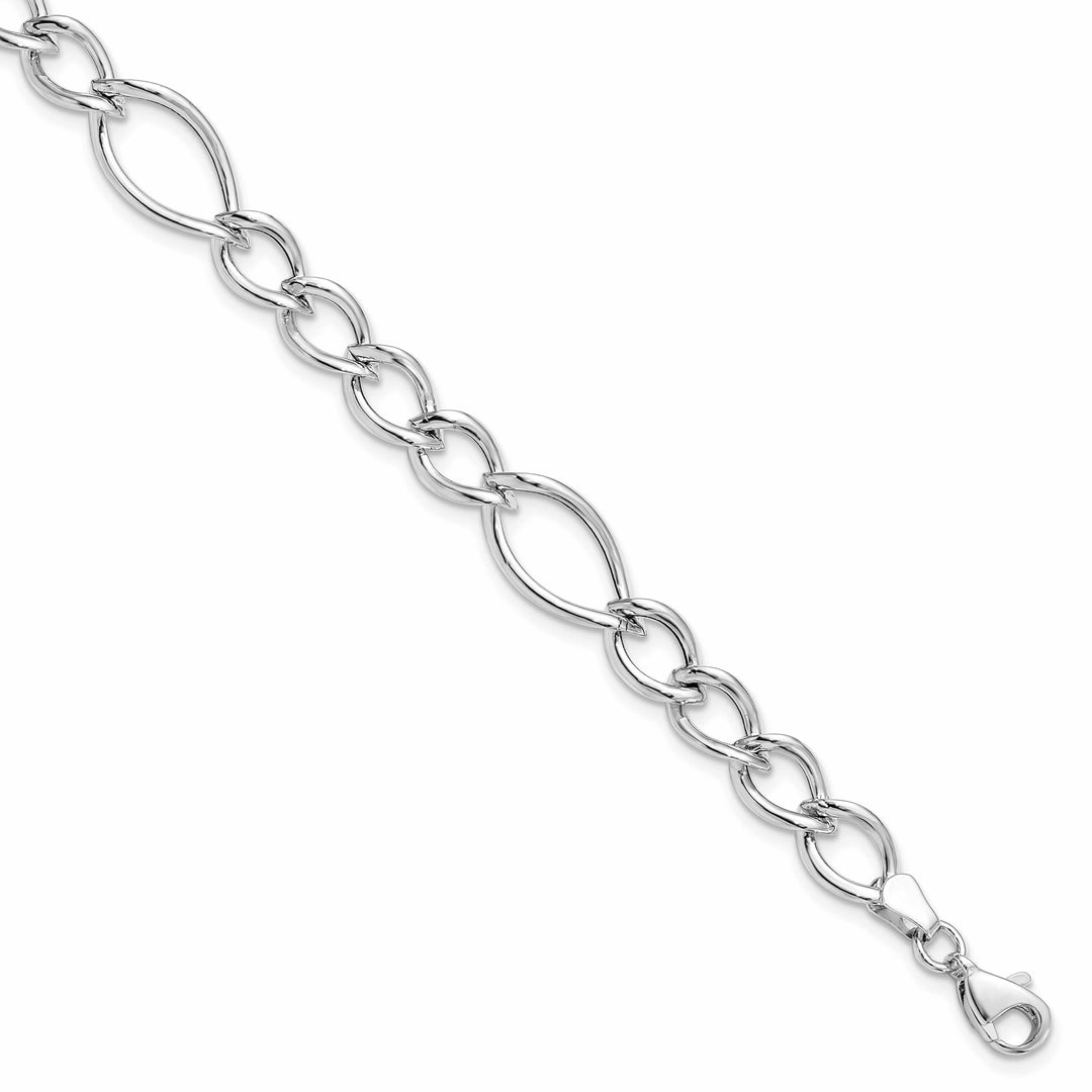 10k White Gold Polished Link Bracelet