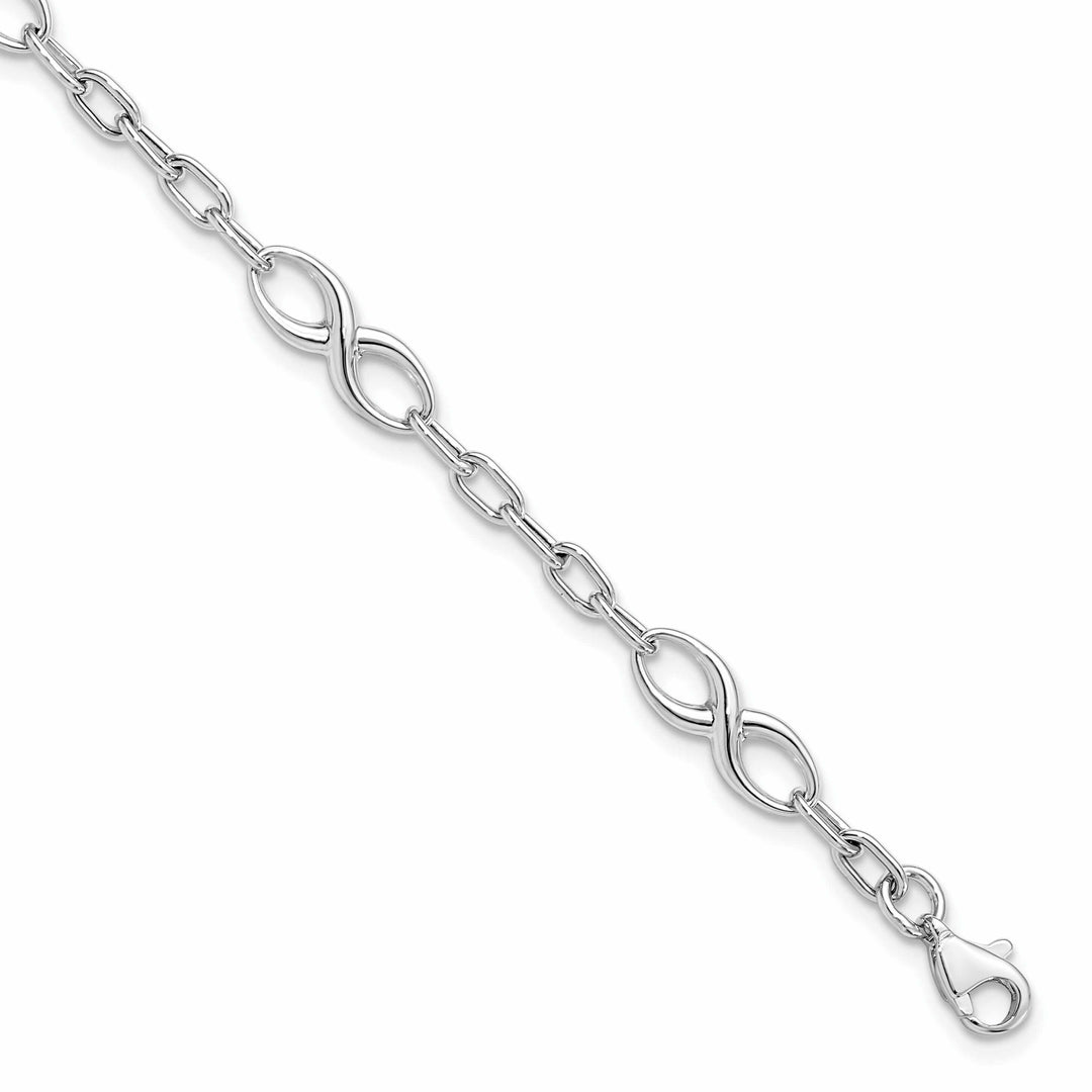 10k White Gold Polished Link Bracelet