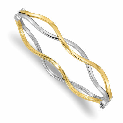 10kTwo Tone Gold Polish Twisted Bangle Bracelet