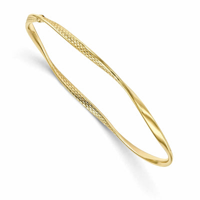 10k Yellow Gold Polish Texture Twisted Bangle at $ 155.81 only from Jewelryshopping.com