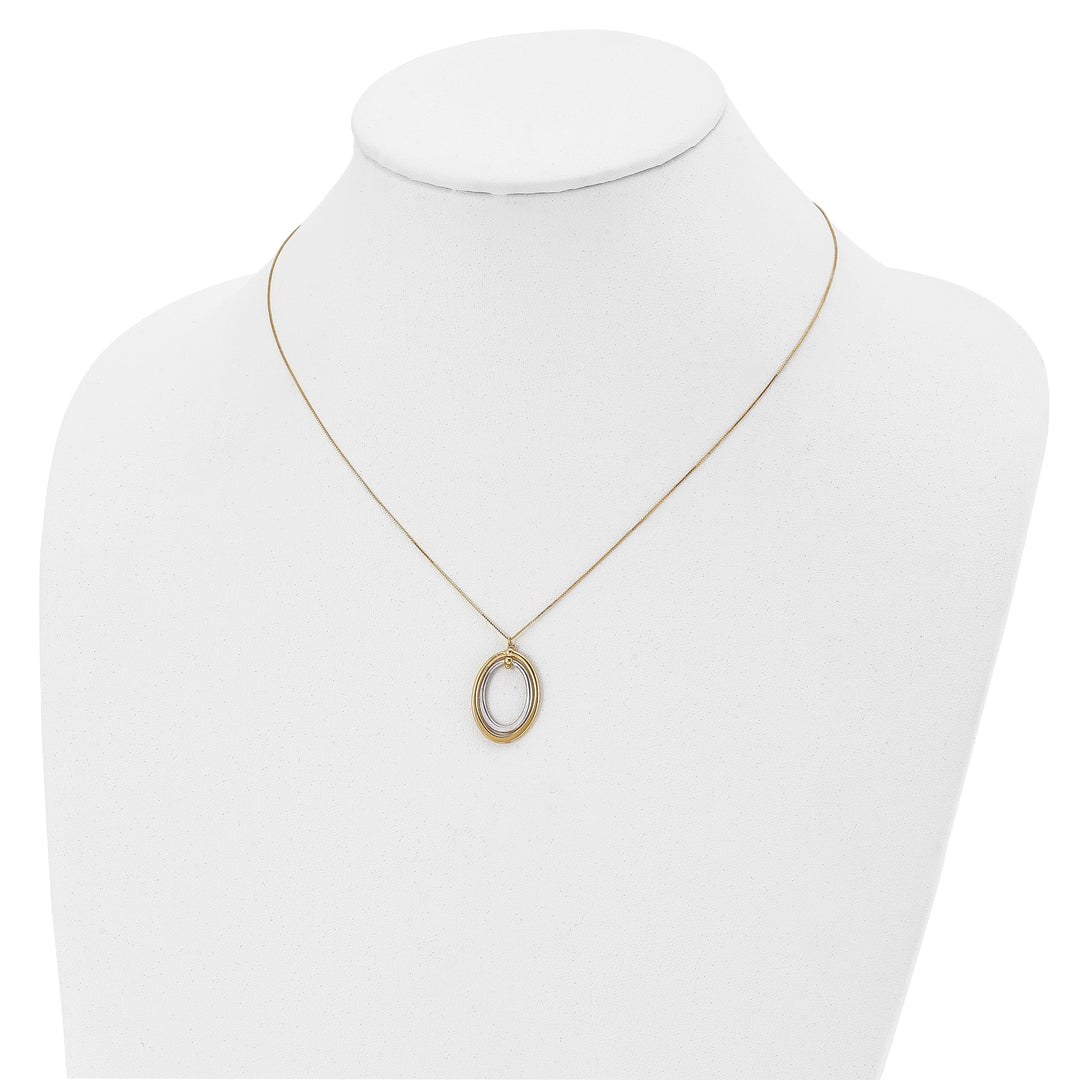 Leslie 10k Two Tone Gold Polished Oval Necklace