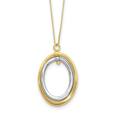 Leslie 10k Two Tone Gold Polished Oval Necklace at $ 164.92 only from Jewelryshopping.com